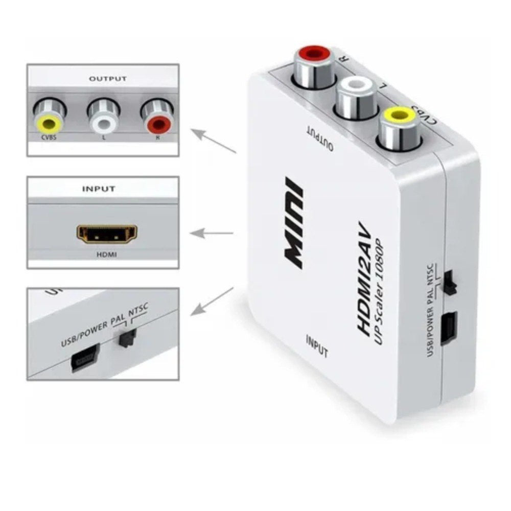 Convertidor Adaptador Hdmi A Rca  Av2hdm 1080p Hdtv
